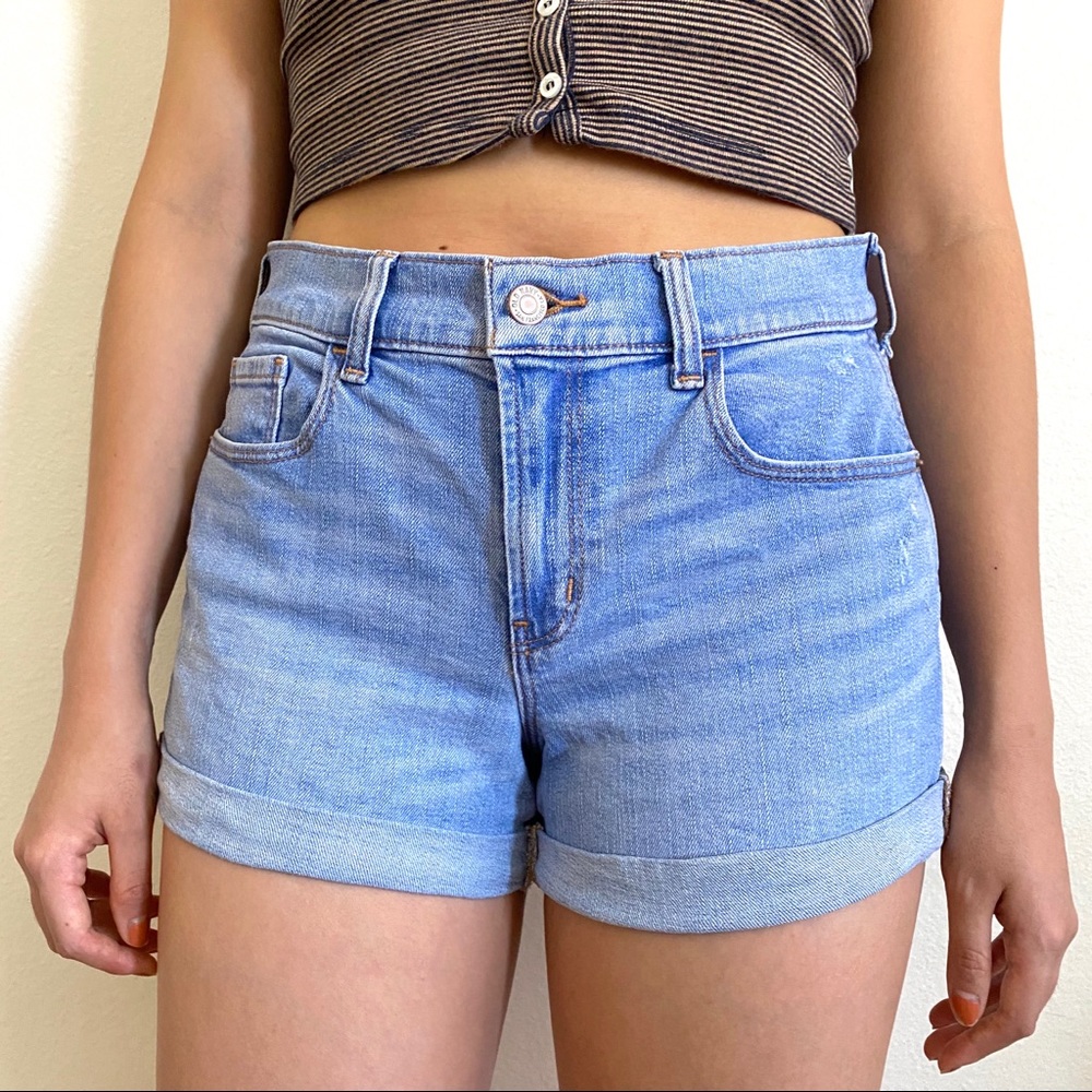light blue denim shorts